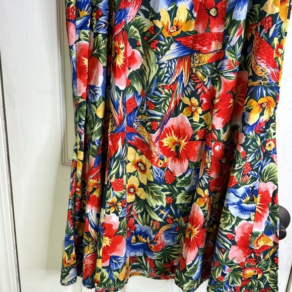 Joe Kealoha’s Hawaiian 🌺 Skirt Red Macaw Parrots Tropical Made in Hawaii Size 14 - Picture 7 of 11